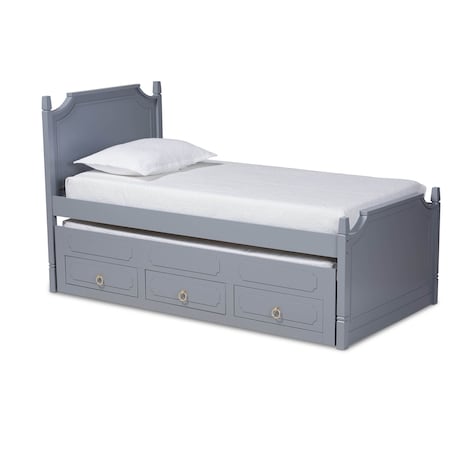 Baxton Studio Mariana Wood Twin Size 3-Drawer Storage Bed with Pull-Out Trundle Bed 164-10308